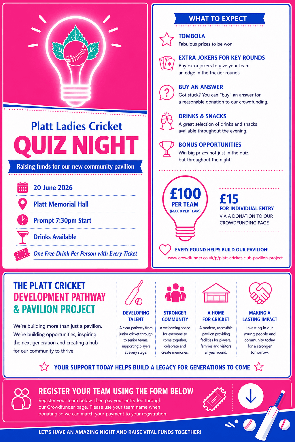 Platt Ladies Cricket Quiz Night
